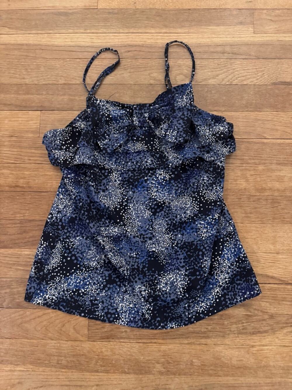 Banana Republic Women's Blue Polka Dot Ruffle Camisole Top - Size 0
 b22